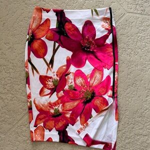 Worthington Floral Skirt with Red and Pink Accents